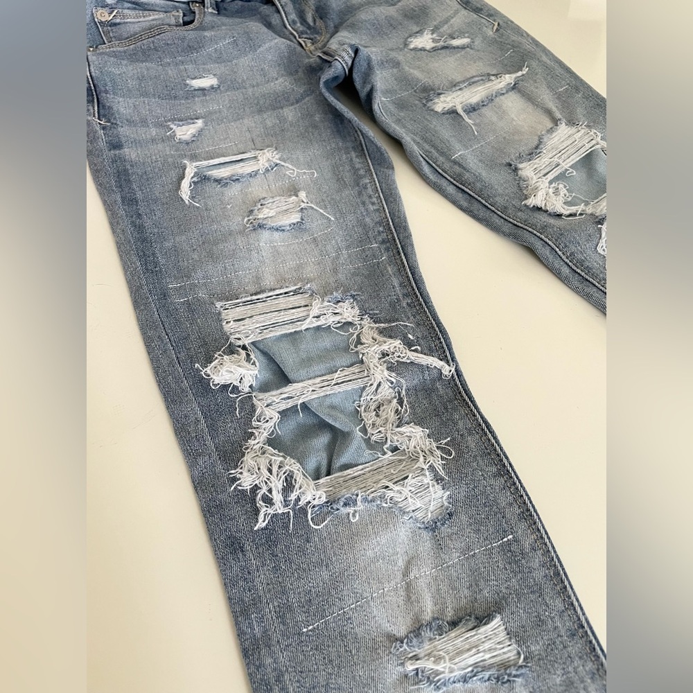 Express Blue Skinny Jeans Distressed Ripped Mid-Rise Women’s 00R - Picture 8 of 12